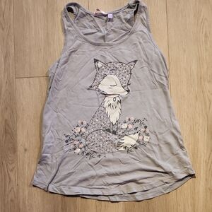 La Vie En Rose Gray Tank Top with Fox Design